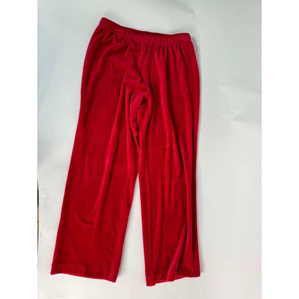 Marisa Christina Elastic Waist Pant Size Medium Red Cotton Blend Velour
